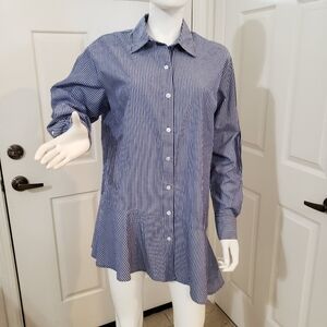 Veronica Beard Gilda Tunic Blue and Whit Button Up Shirt Size 6 NWT